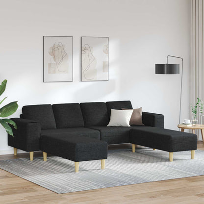 Divano per Soggiorno 3 pcs Nero Poliestere