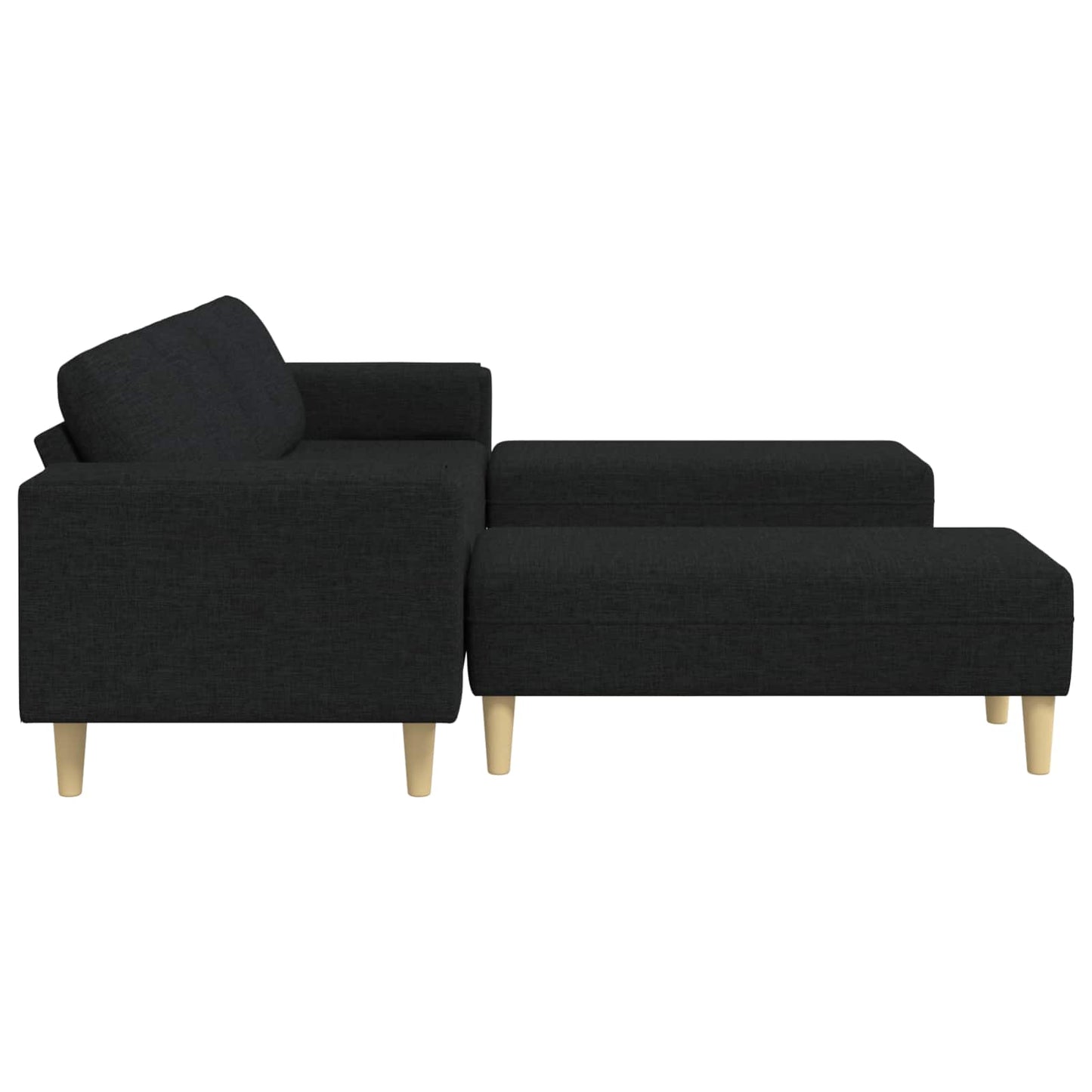 Divano per Soggiorno 3 pcs Nero Poliestere