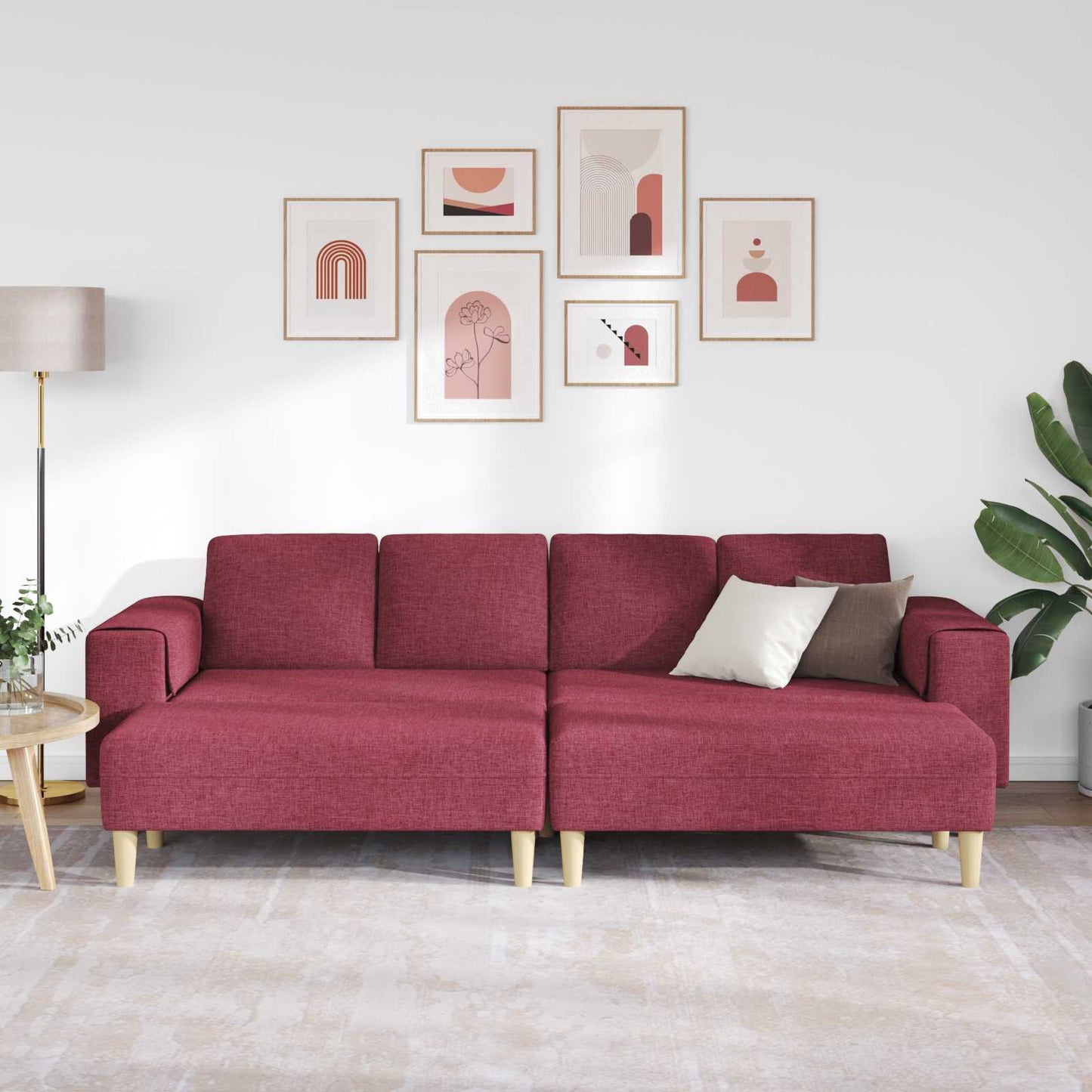 Divano per Soggiorno 3 pcs Rosso Vino Poliestere
