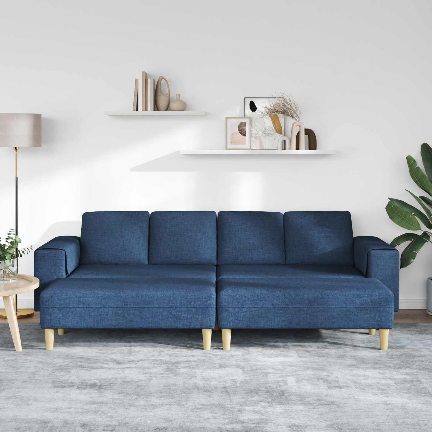 Divano per Soggiorno 3 pcs Blu Poliestere