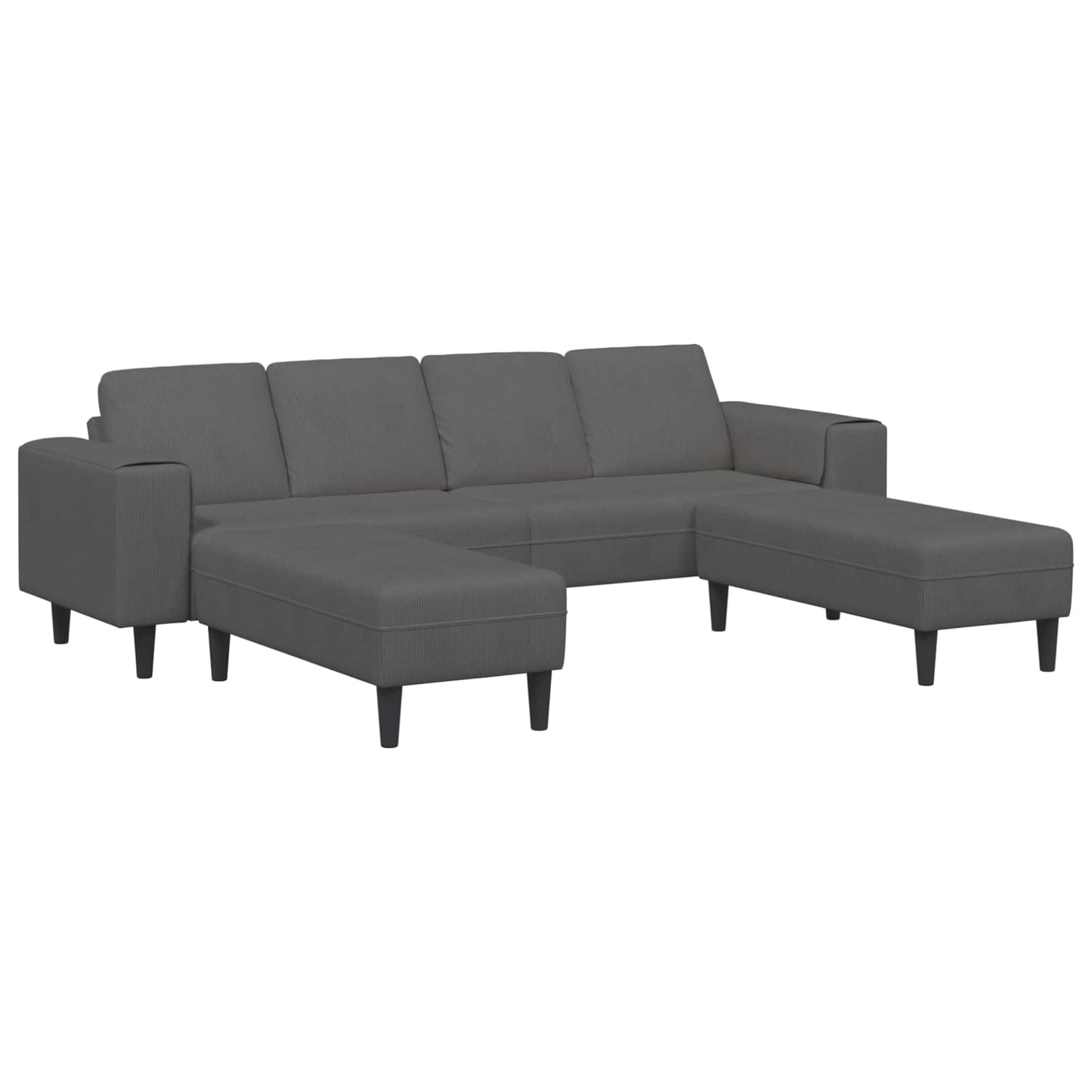 Divano Grigio scuro 250 x 188 x 76 cm Tessuto in Cords