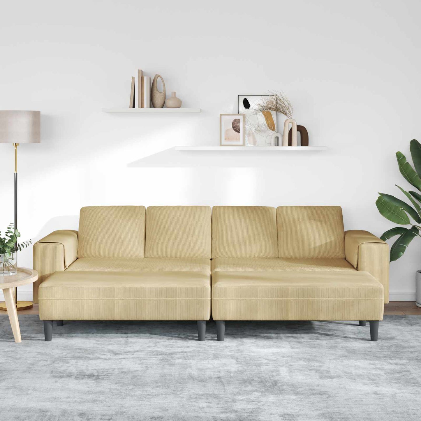 Divano Grigio Verde 250 x 188 x 76 cm Tessuto in Cords