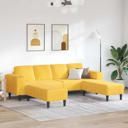 Divano Giallo Chiaro 250 x 188 x 76 cm Tessuto in Cords