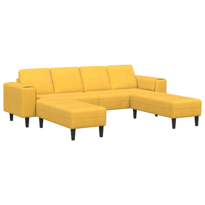 Divano Giallo Chiaro 250 x 188 x 76 cm Tessuto in Cords