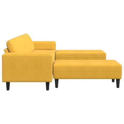 Divano Giallo Chiaro 250 x 188 x 76 cm Tessuto in Cords