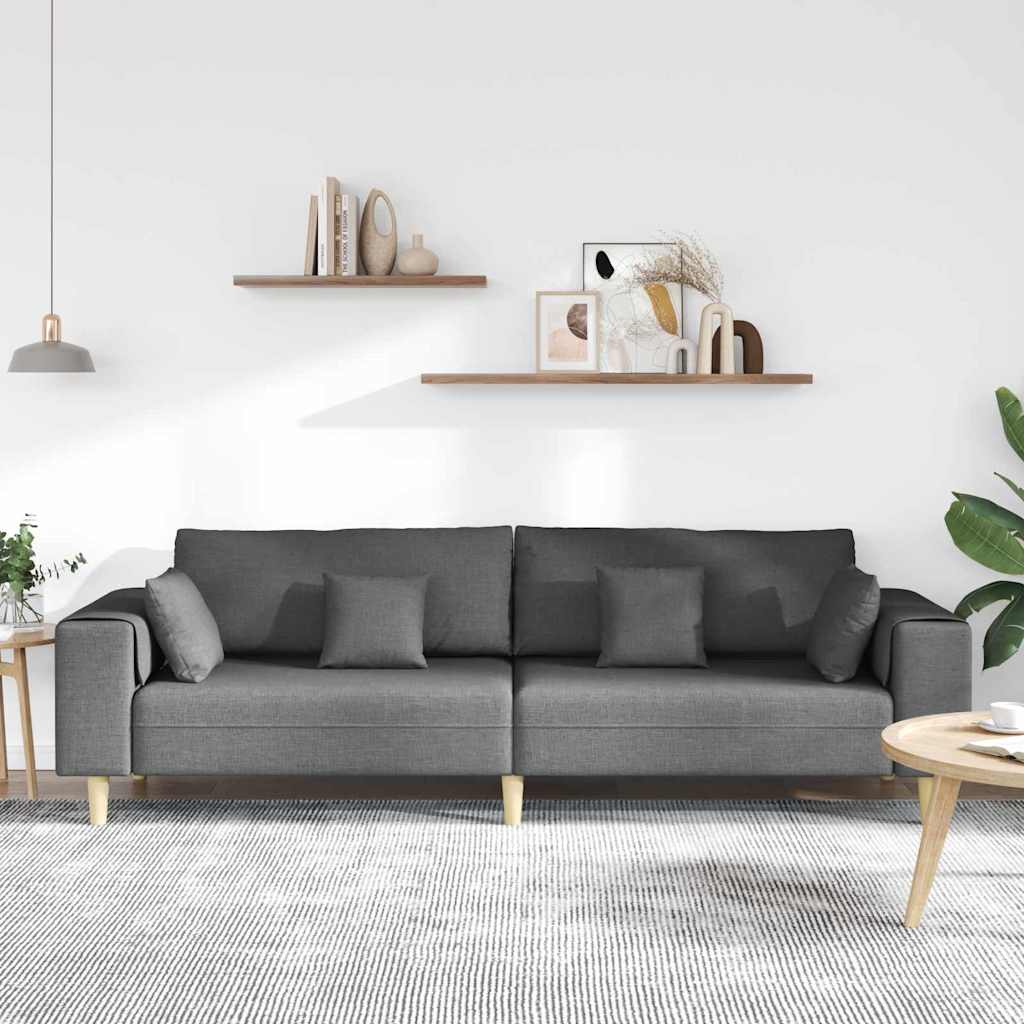 Divano con cuscino Grigio scuro 250 x 77 x 76 cm Tessuto