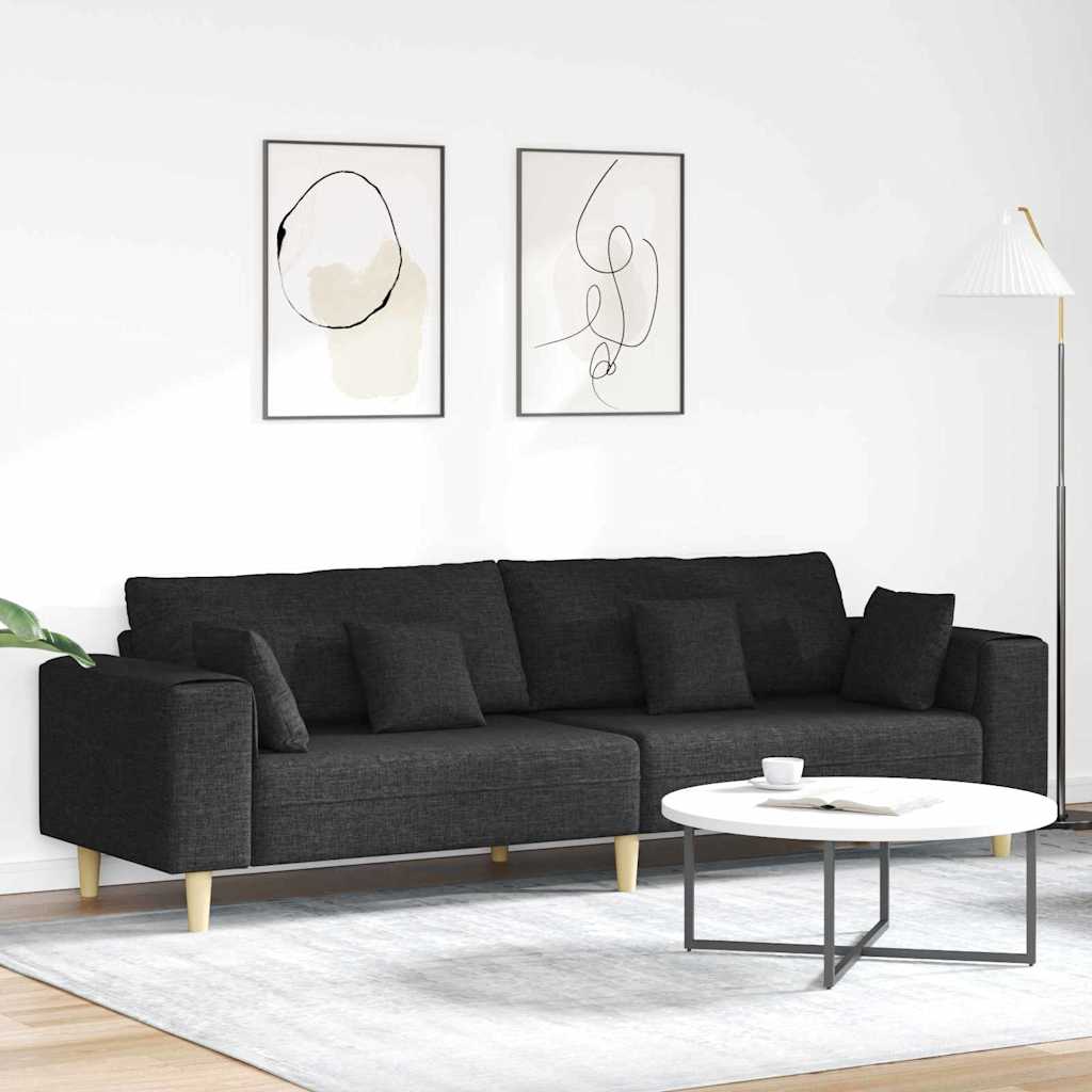 Divano con cuscino Nero 250 x 77 x 76 cm Tessuto