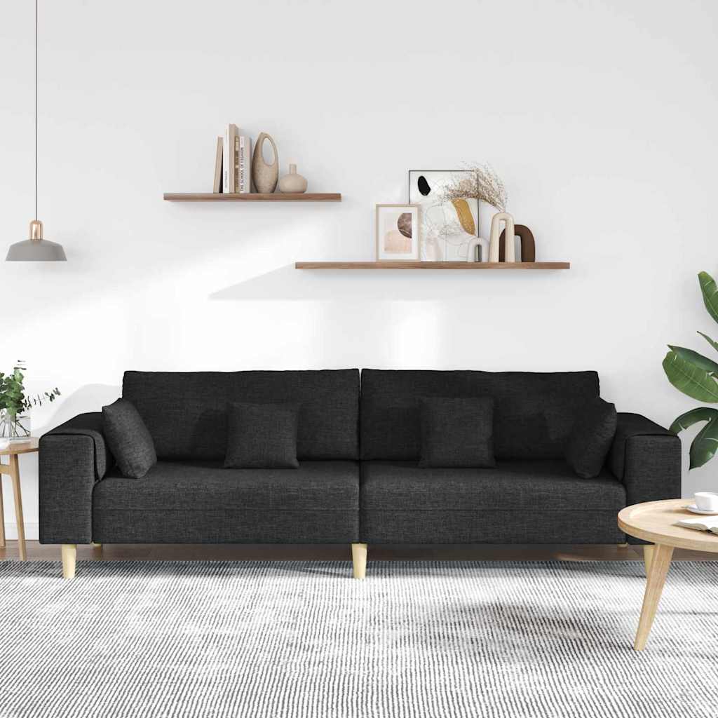 Divano con cuscino Nero 250 x 77 x 76 cm Tessuto