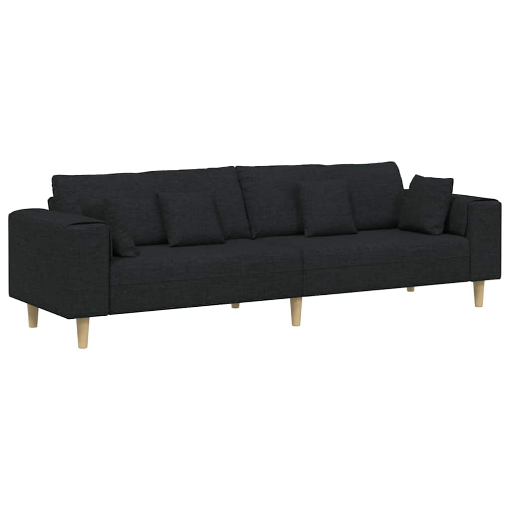 Divano con cuscino Nero 250 x 77 x 76 cm Tessuto