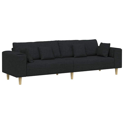 Divano con cuscino Nero 250 x 77 x 76 cm Tessuto