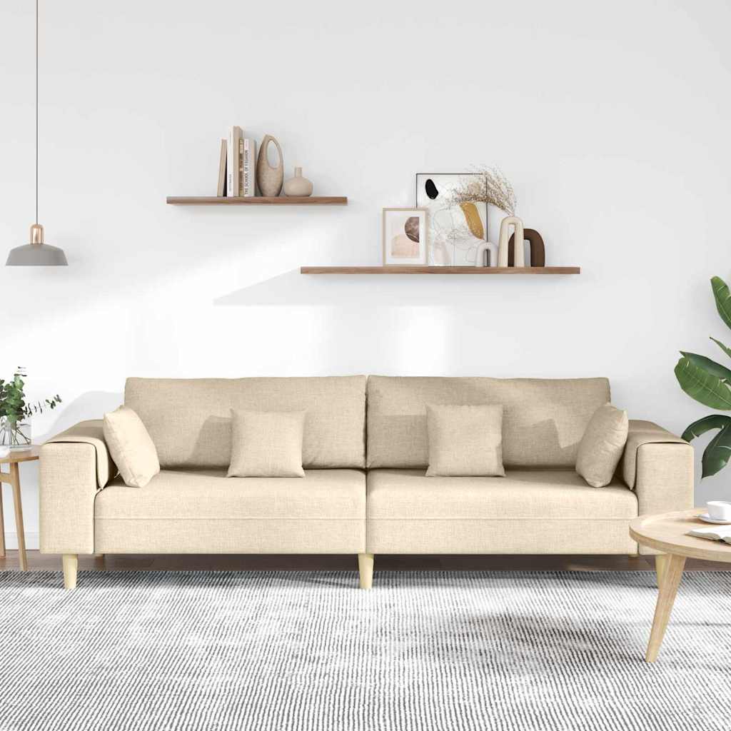 Divano con cuscino Crema 250 x 77 x 76 cm Tessuto