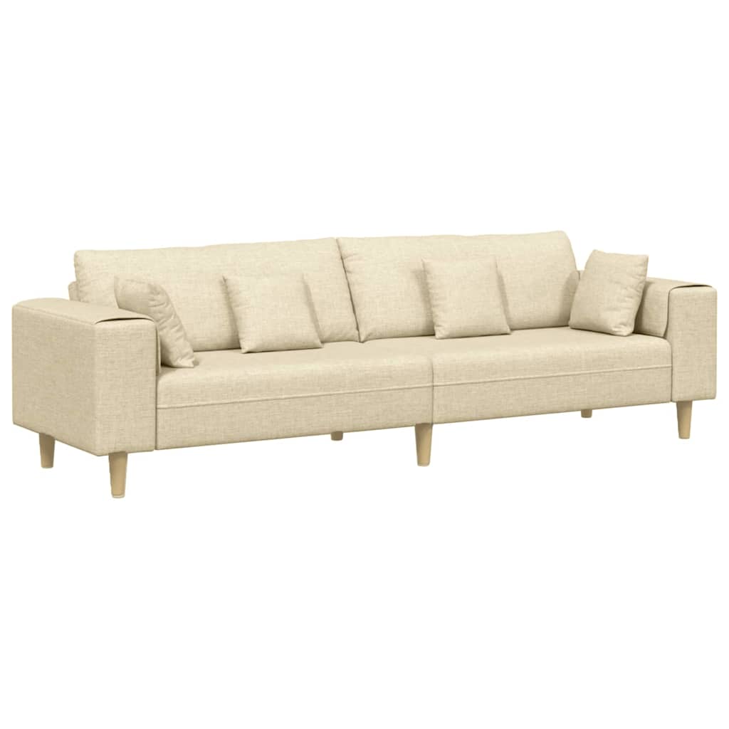 Divano con cuscino Crema 250 x 77 x 76 cm Tessuto