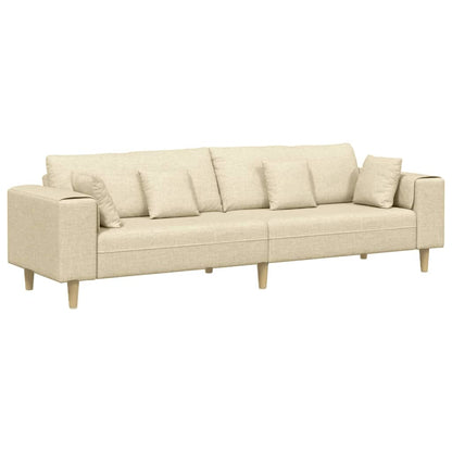 Divano con cuscino Crema 250 x 77 x 76 cm Tessuto
