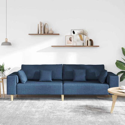 Divano con cuscino Blu 250 x 77 x 76 cm Tessuto