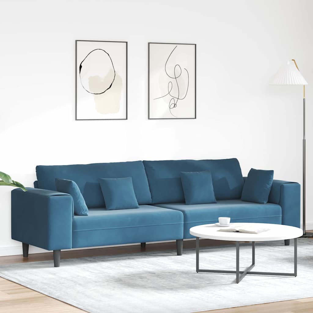 Divano con cuscino Blu 250 x 77 x 76 cm Velluto