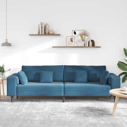 Divano con cuscino Blu 250 x 77 x 76 cm Velluto