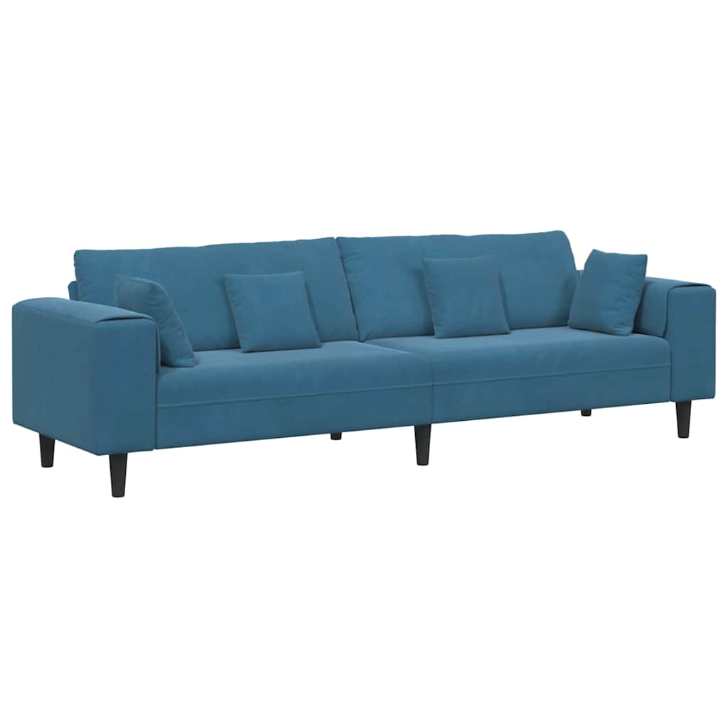 Divano con cuscino Blu 250 x 77 x 76 cm Velluto
