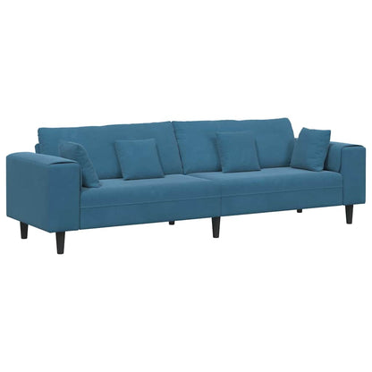 Divano con cuscino Blu 250 x 77 x 76 cm Velluto