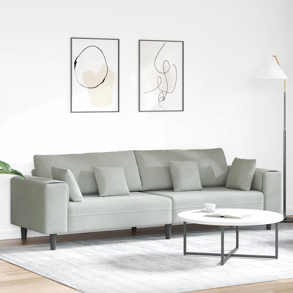 Divano con cuscino Grigio chiaro 250 x 77 x 76 cm Velluto