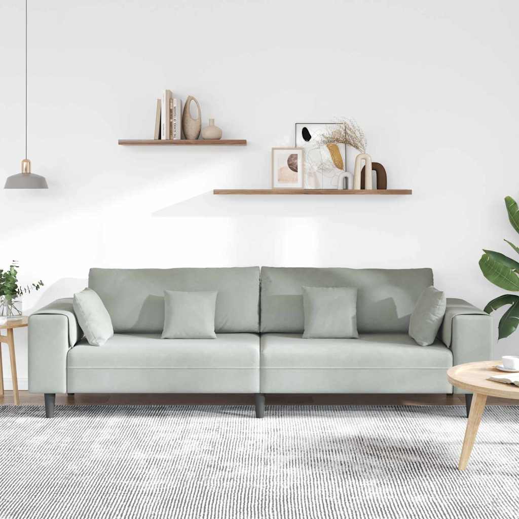 Divano con cuscino Grigio chiaro 250 x 77 x 76 cm Velluto
