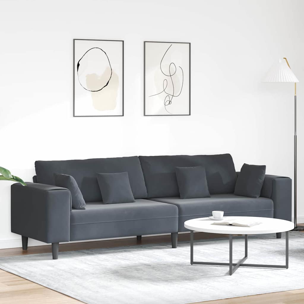 Divano con cuscino Grigio scuro 250 x 77 x 76 cm Velluto