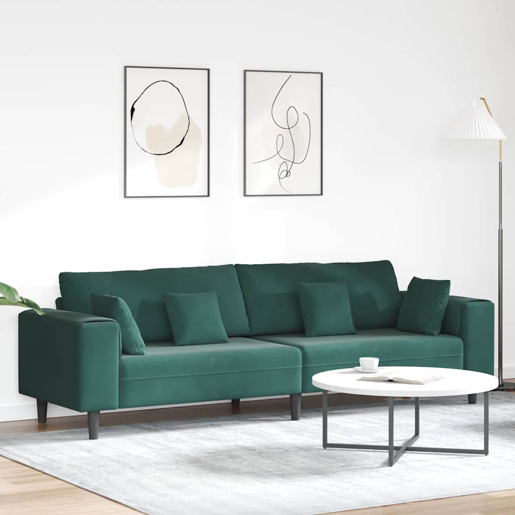 Divano con cuscino Verde Scuro 250 x 77 x 76 cm Velluto