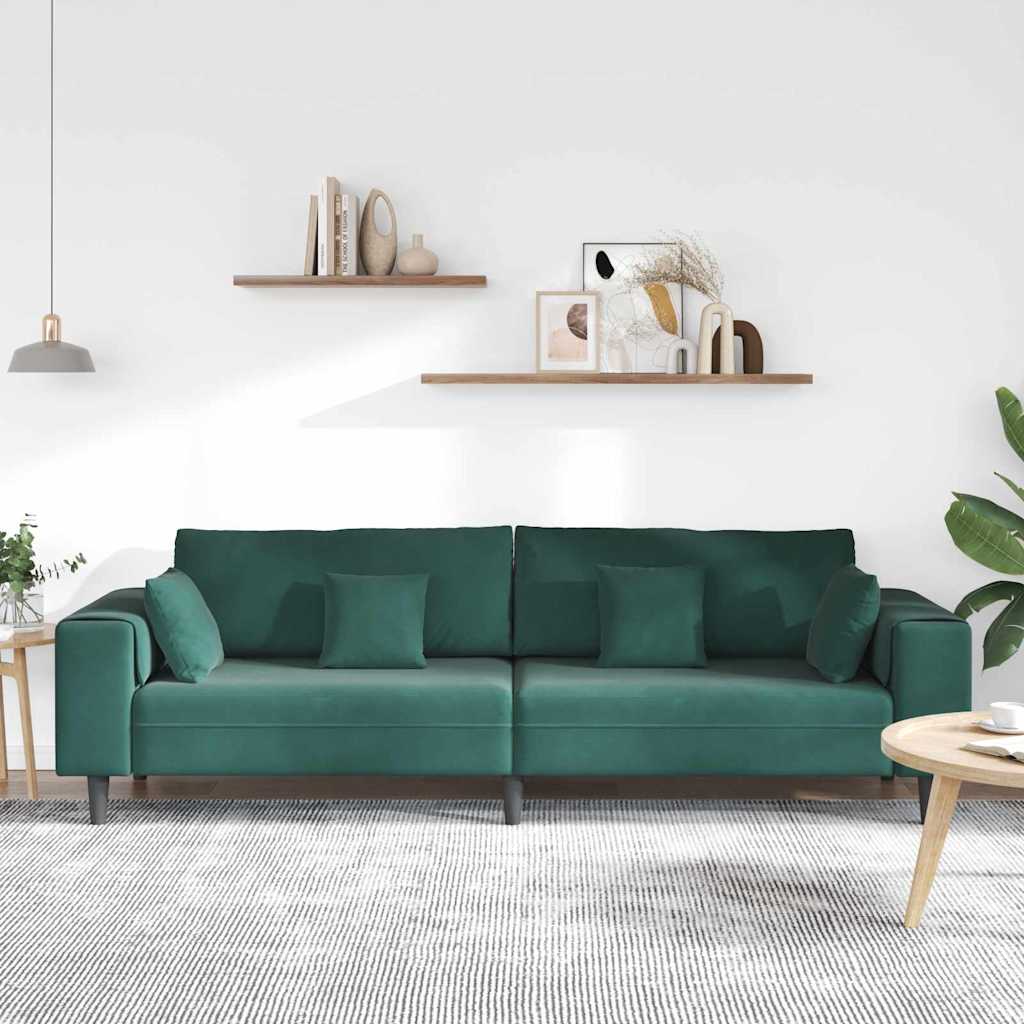 Divano con cuscino Verde Scuro 250 x 77 x 76 cm Velluto
