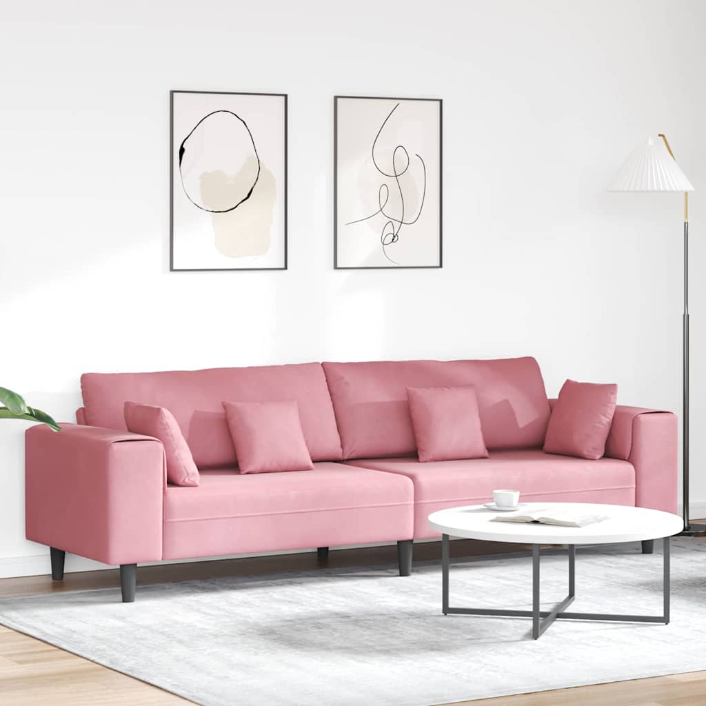 Divano con cuscino Rosa 250 x 77 x 76 cm Velluto