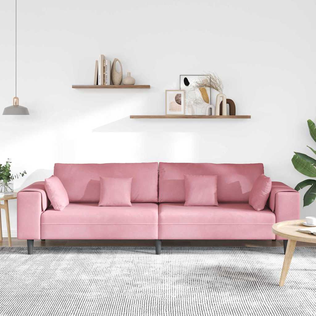Divano con cuscino Rosa 250 x 77 x 76 cm Velluto