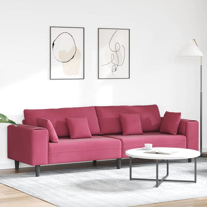 Divano con cuscino Rosso Vino 250 x 77 x 76 cm Velluto