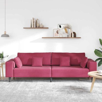Divano con cuscino Rosso Vino 250 x 77 x 76 cm Velluto