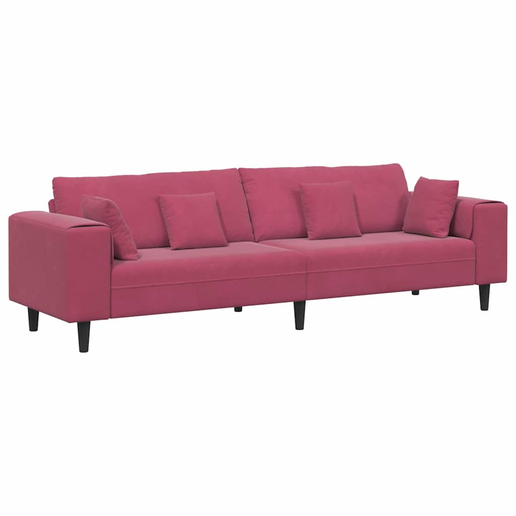Divano con cuscino Rosso Vino 250 x 77 x 76 cm Velluto