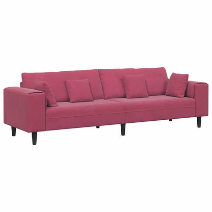 Divano con cuscino Rosso Vino 250 x 77 x 76 cm Velluto