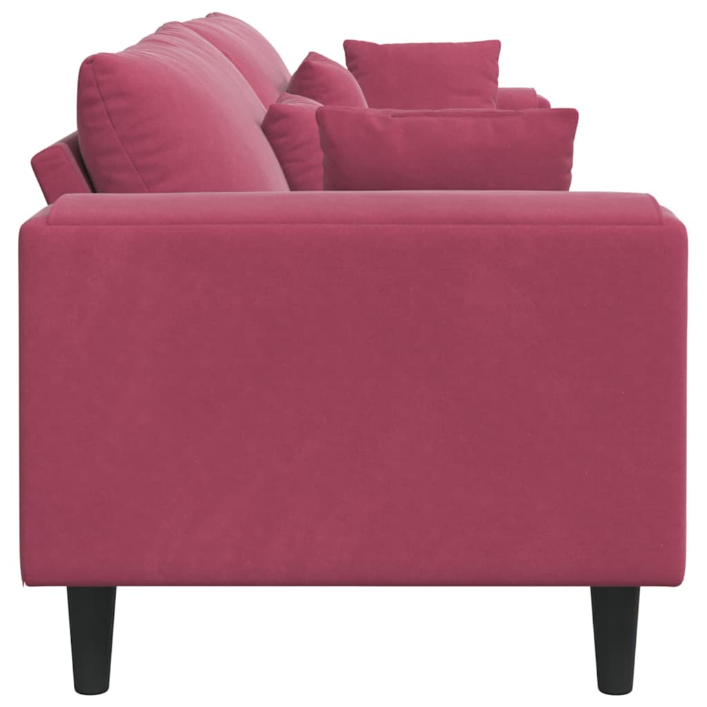 Divano con cuscino Rosso Vino 250 x 77 x 76 cm Velluto