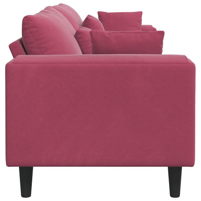 Divano con cuscino Rosso Vino 250 x 77 x 76 cm Velluto