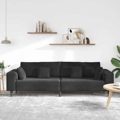 Divano con cuscino Nero 250 x 77 x 76 cm Velluto