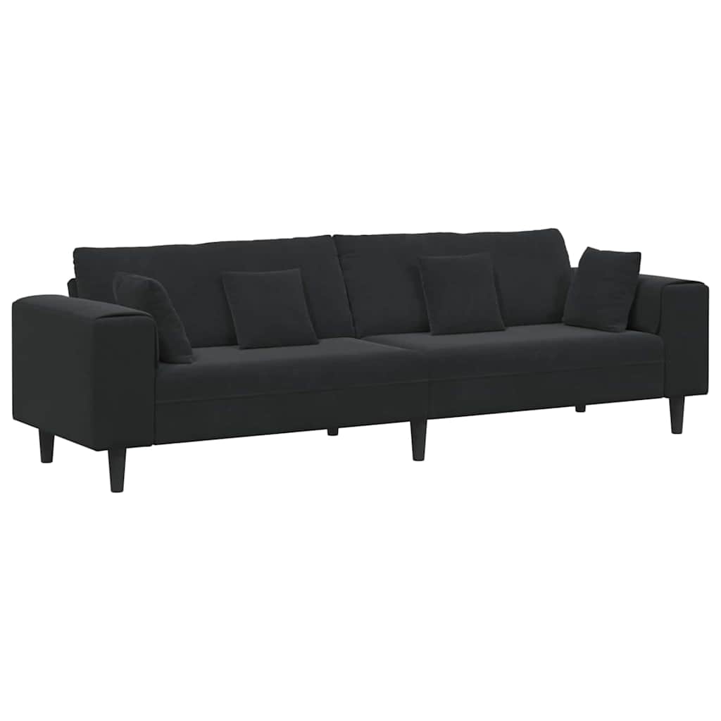 Divano con cuscino Nero 250 x 77 x 76 cm Velluto