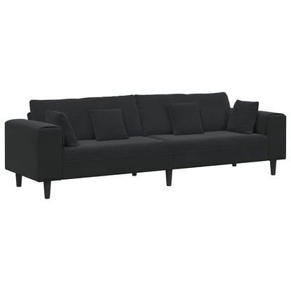 Divano con cuscino Nero 250 x 77 x 76 cm Velluto