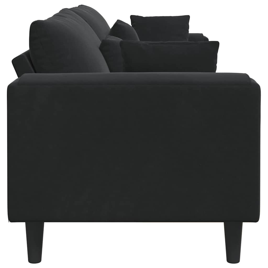 Divano con cuscino Nero 250 x 77 x 76 cm Velluto