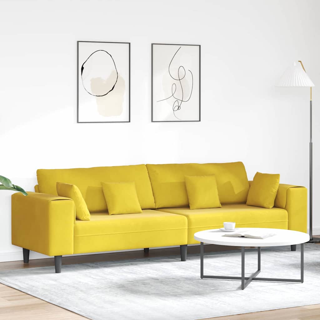 Divano con cuscino Giallo 250 x 77 x 76 cm Velluto