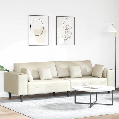 Divano con cuscino Crema 250 x 77 x 76 cm Velluto