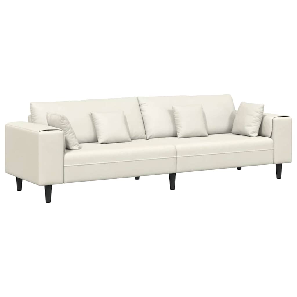 Divano con cuscino Crema 250 x 77 x 76 cm Velluto