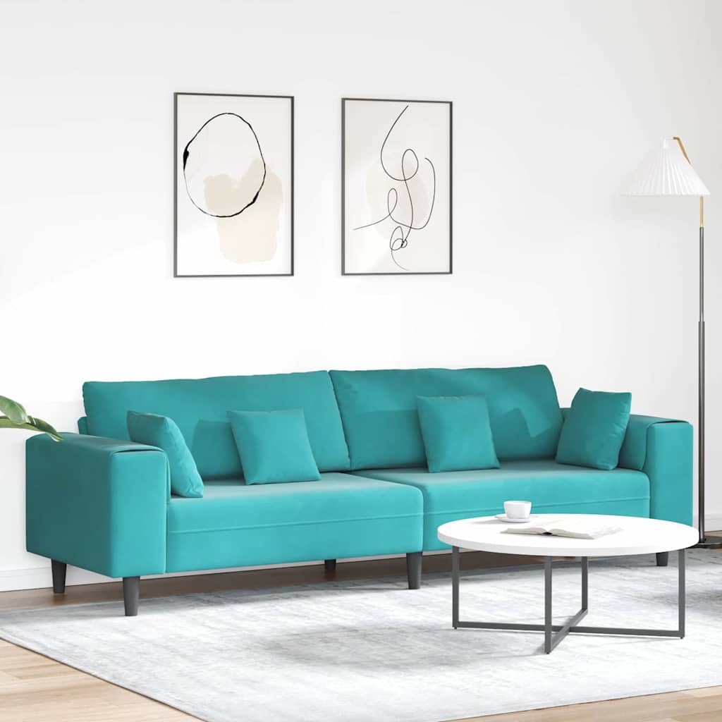 Divano con cuscino Turchese 250 x 77 x 76 cm Velluto