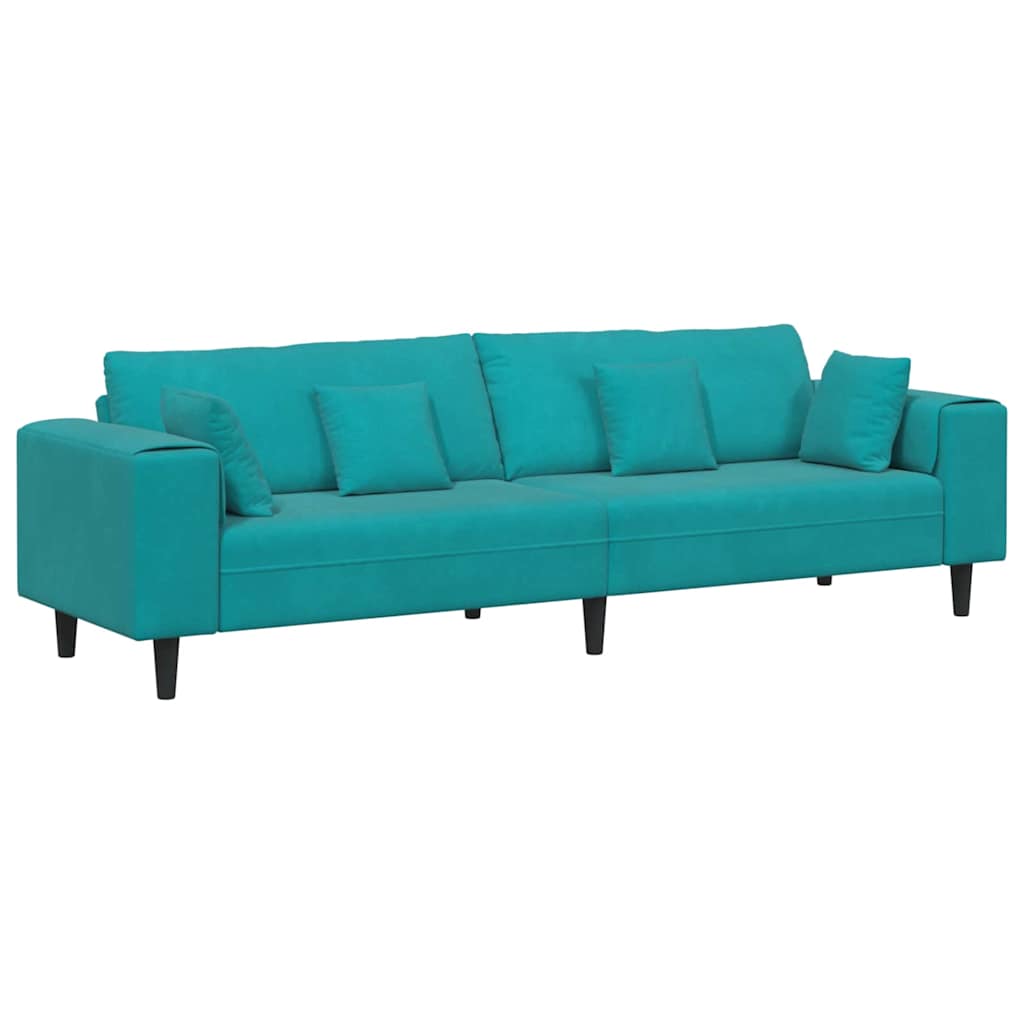 Divano con cuscino Turchese 250 x 77 x 76 cm Velluto