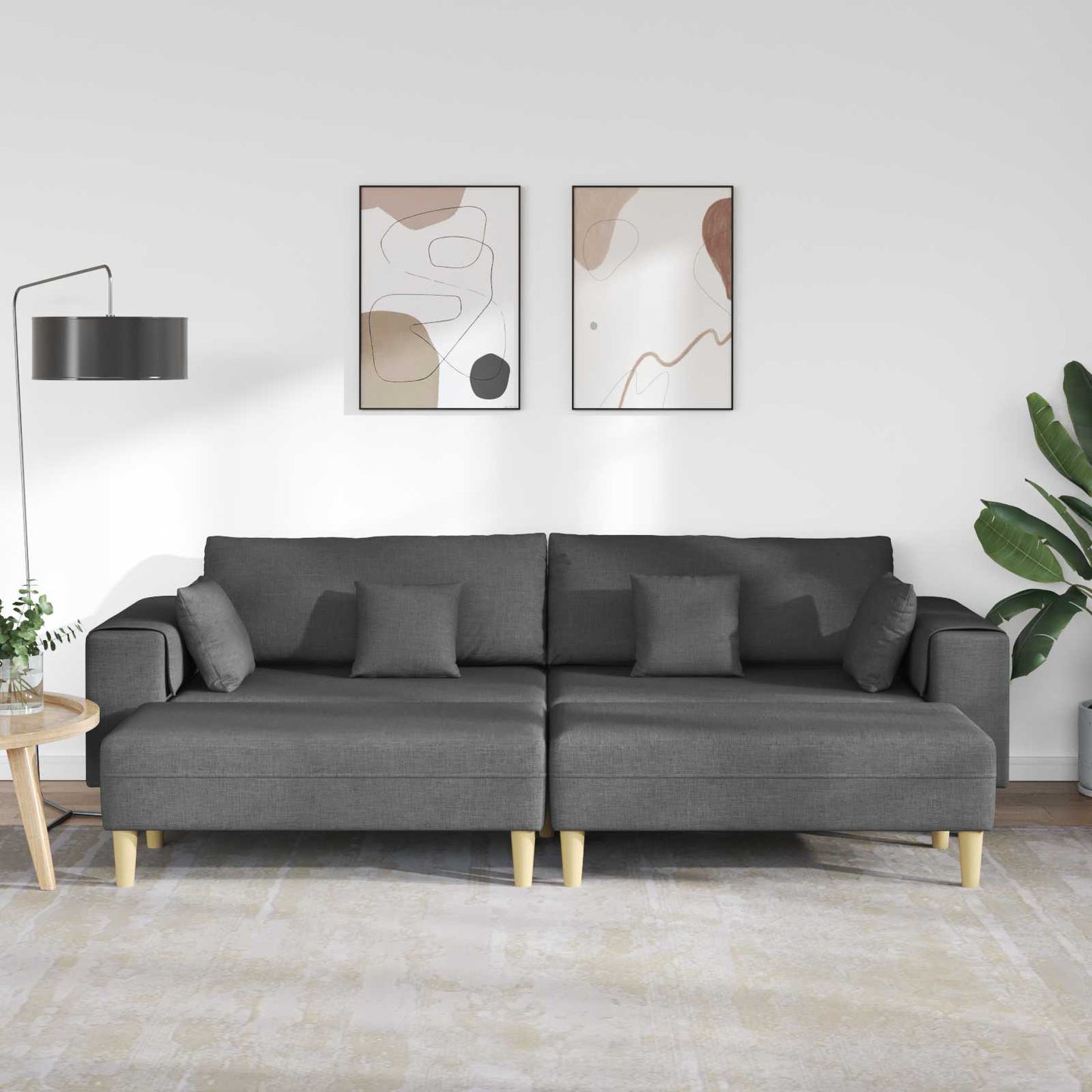 Divano con cuscino 3 pcs Grigio scuro Tessuto