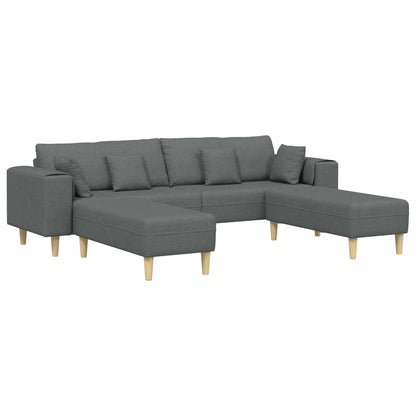 Divano con cuscino 3 pcs Grigio scuro Tessuto
