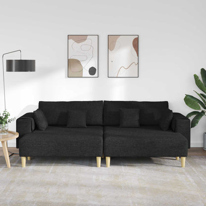 Divano con cuscino 3 pcs Nero Tessuto