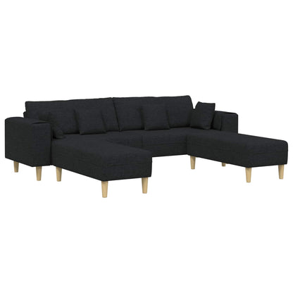 Divano con cuscino 3 pcs Nero Tessuto