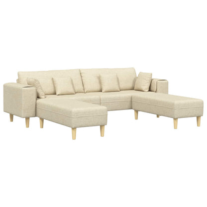 Divano con cuscino 3 pcs Crema Tessuto