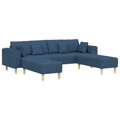 Divano con cuscino 3 pcs Blu Tessuto
